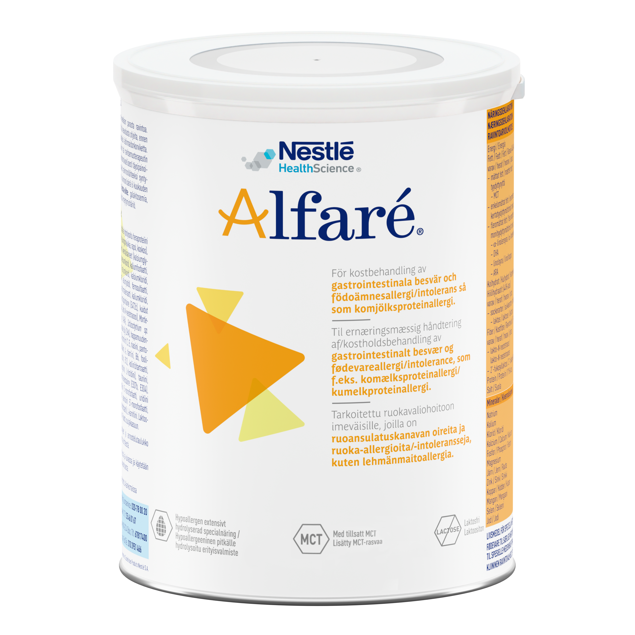 Dåse med Nestlé Alfaré specialernæring til spædbørn.